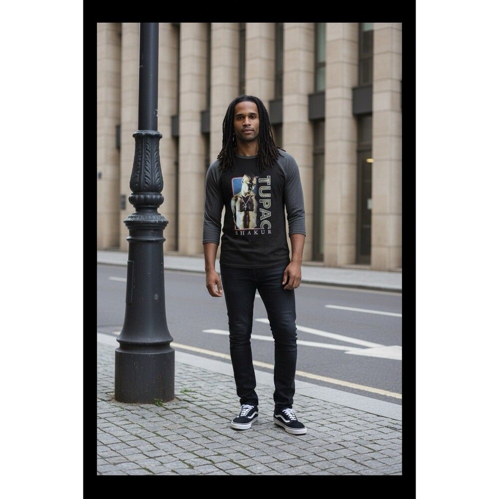 ashley stewart 2Pack Skarkur Black Graphic T-shirt 1X Makaveli Music Rapper